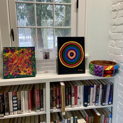 2 oils on canvas with one painted bowl