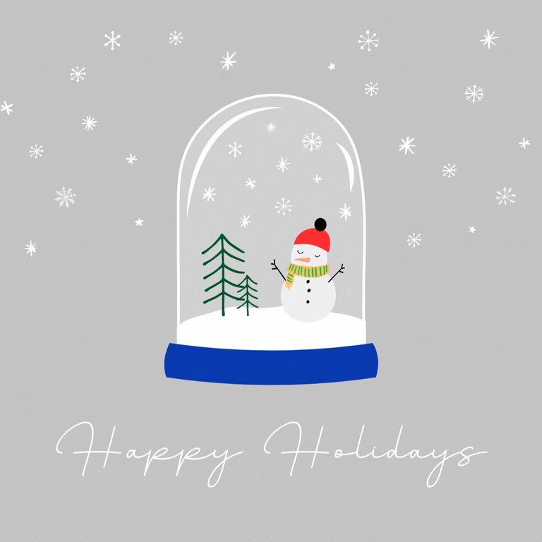 Cute Grey and White Snow Globe Snowman Happy Holidays Christmas Instagram Video Post.gif