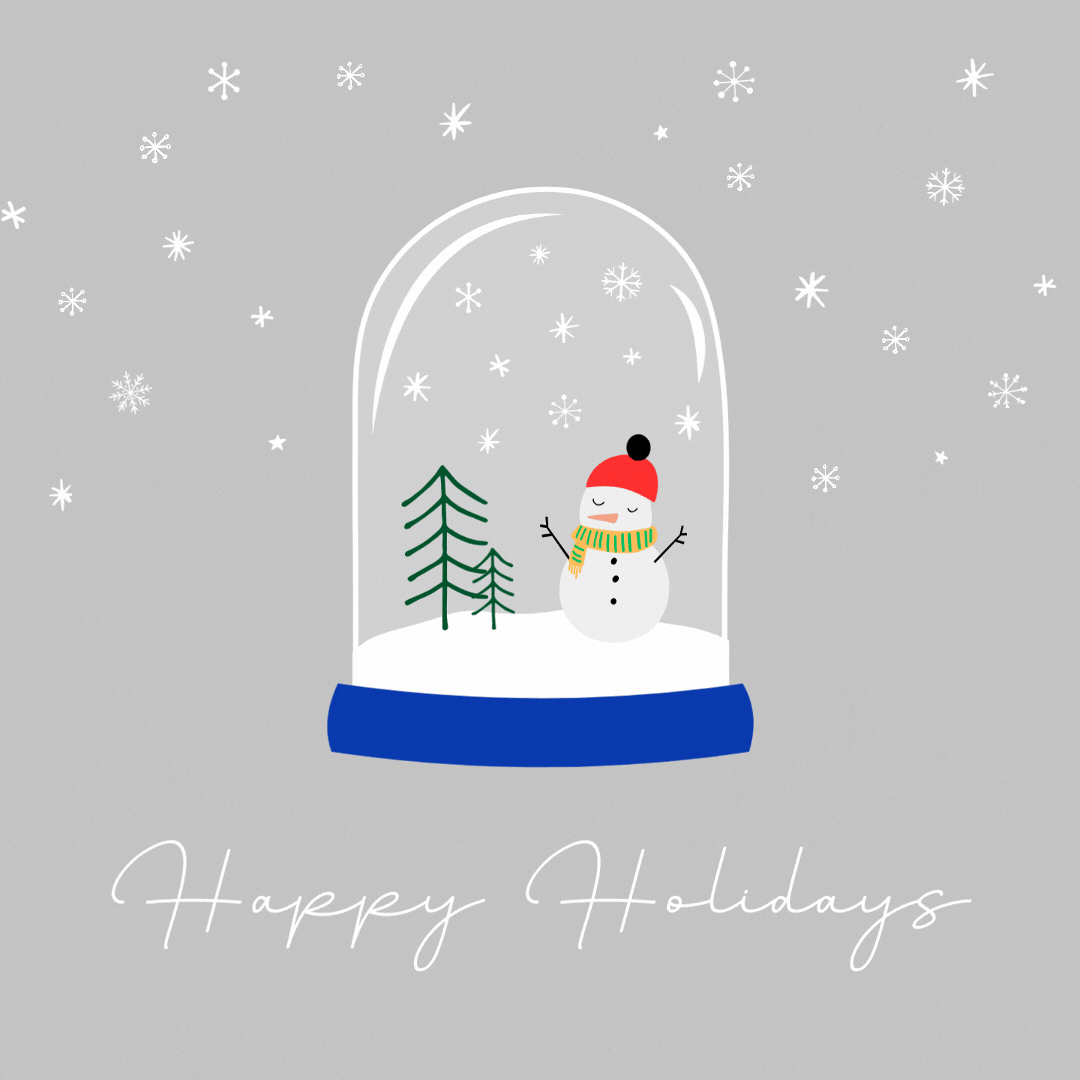 Cute Grey and White Snow Globe Snowman Happy Holidays Christmas Instagram Video Post.gif