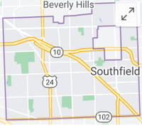 Map of Southfield, Michigan, limits