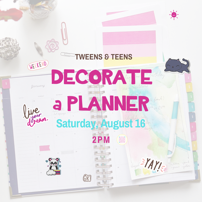 Open planner with stickers