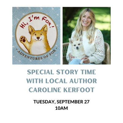 Book cover of "Hi, I'm fox!" and woman with dog in lap