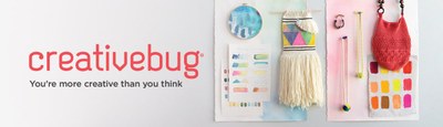 Creativebug logo with colorful handcraft samples
