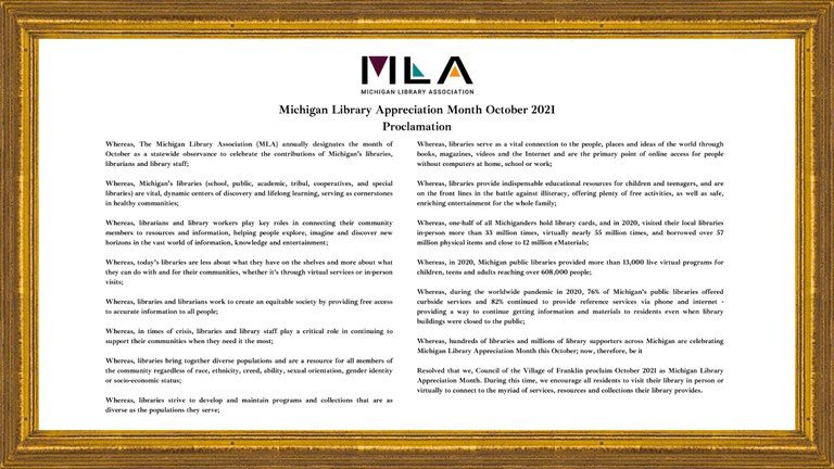 Michigan Libraries Appreciation Proclamation.JPG