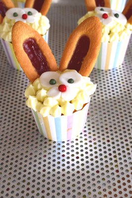 Muffin decorated as a bunny