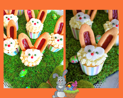 Carrot cake Easter Bunnies on green
