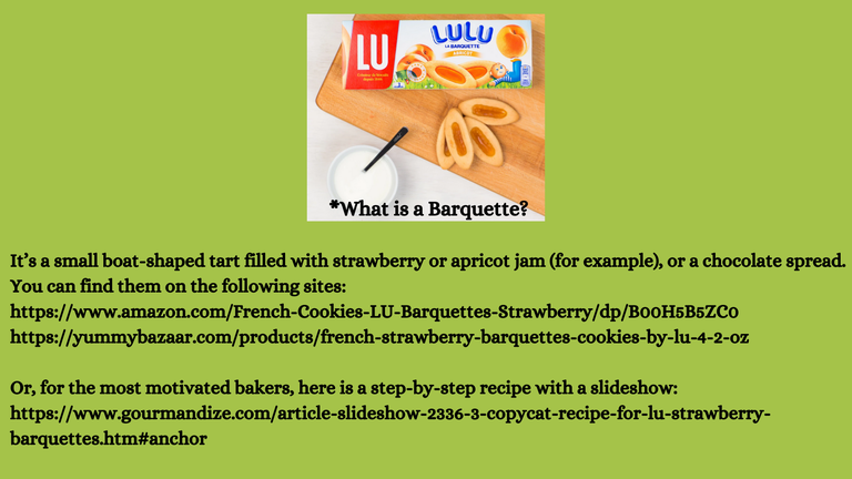 Phot of Barquettes cookies and text explaining what they are