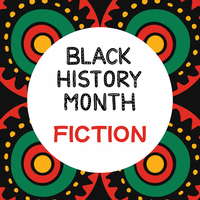 Flower design with Black History Month colors, text "Black History Month Fiction"